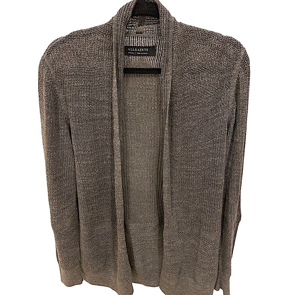 AllSaints Grey Cardigan - Lightweight Relaxed Fit Soft Style - Picture 1 of 2
